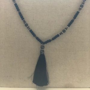 Navy tassel necklace